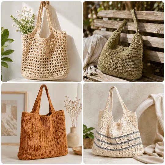 Mosaico de ecobags a crochet